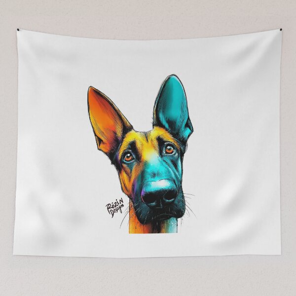 Item preview, German Shepherd Portrait – Turquoise Orange Ink Splash designed and sold by Rozin-Design.