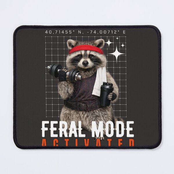 Item preview, Feral Mode Activated – Gym Raccoon Workout Meme designed and sold by Custom Gift Design .