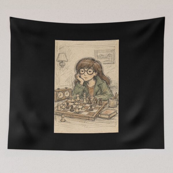 Item preview, DARIA MORGENDORFFER PLAYING VINTAGE CHESS designed and sold by LIS AND MELIVERSO.