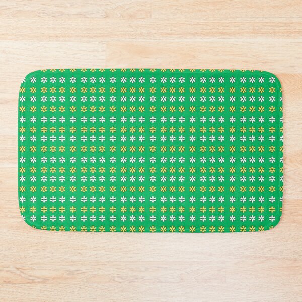 Item preview, White and Yellow alternating Floral Shapes on Green background pattern designed and sold by fev-rocks.