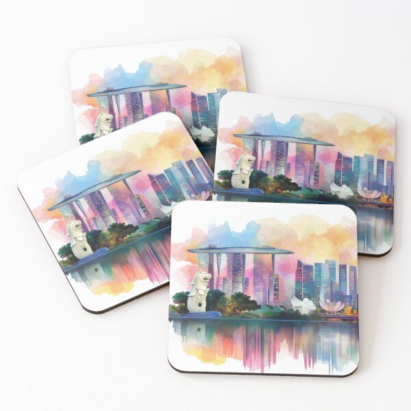 Item preview, Singapore Skyline Colorwash Reflections - Pastel Reverie designed and sold by SkylineVistas Designs.