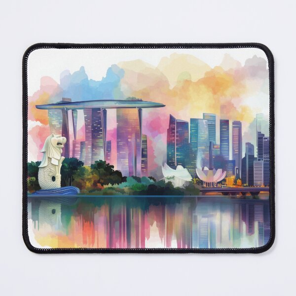 Item preview, Singapore Skyline Colorwash Reflections - Pastel Reverie designed and sold by SkylineVistas Designs.