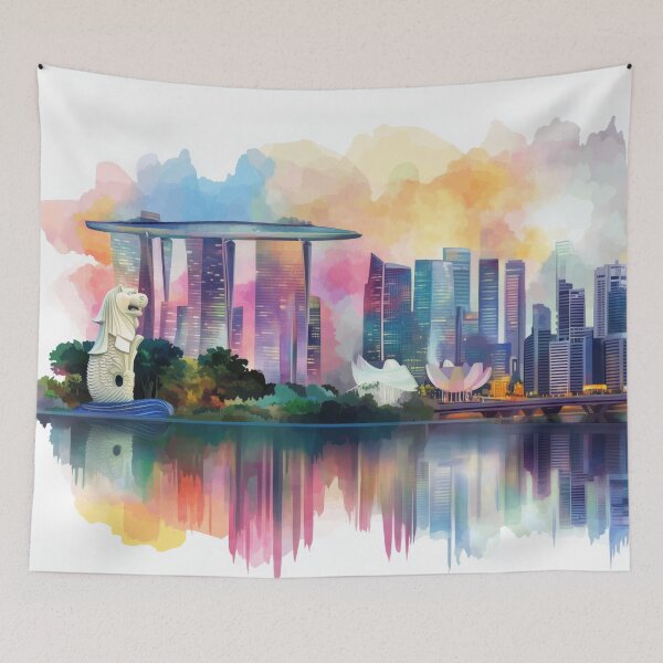 Item preview, Singapore Skyline Colorwash Reflections - Pastel Reverie designed and sold by SkylineVistas Designs.