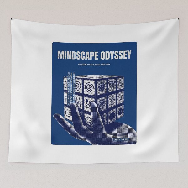 Item preview, Retro Mindscape Odyssey Mental Health Rubik's Cube Psychology Art designed and sold by ZyricZyric.