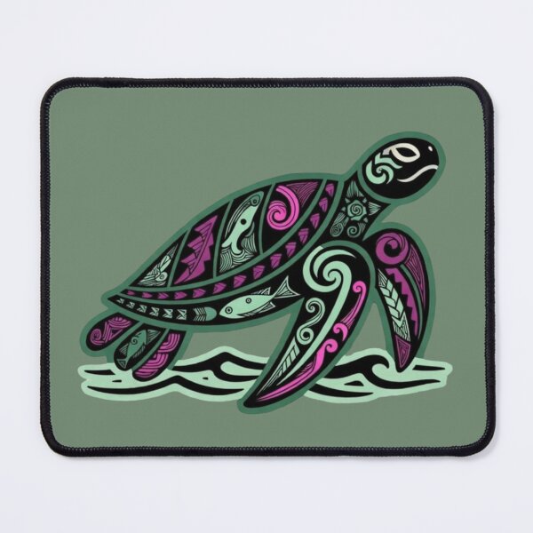 Item preview, Vibrant Neon Tribal Honu Sea Turtle | Teal Magenta Polynesian Wave Sticker PNG designed and sold by SilentPowerArt.