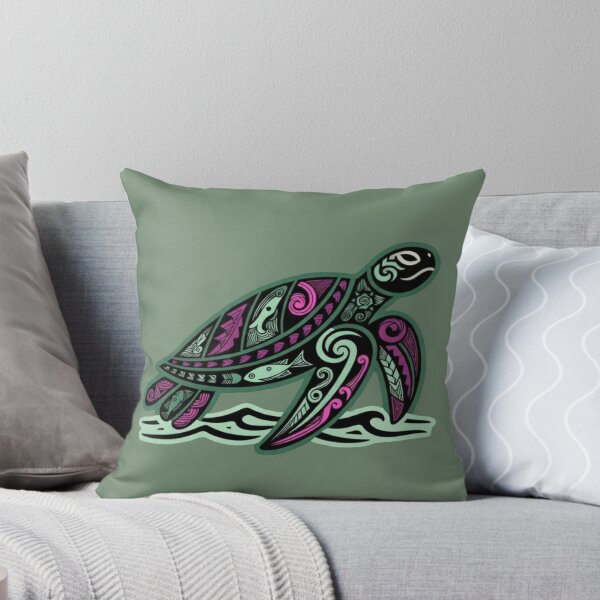 Item preview, Vibrant Neon Tribal Honu Sea Turtle | Teal Magenta Polynesian Wave Sticker PNG designed and sold by SilentPowerArt.