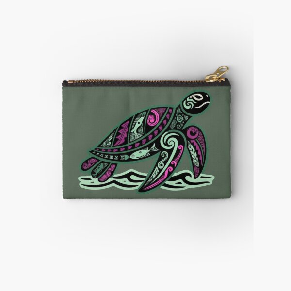 Item preview, Vibrant Neon Tribal Honu Sea Turtle | Teal Magenta Polynesian Wave Sticker PNG designed and sold by SilentPowerArt.
