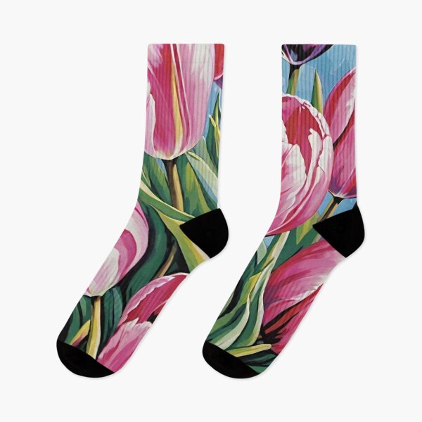 Item preview, Vibrant Pink Tulips in Mosaic Sky designed and sold by Queenie Aficial.