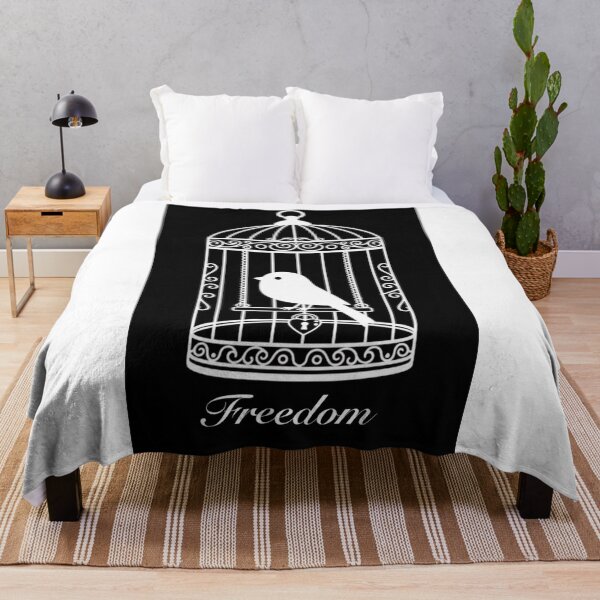 Item preview, Bird Cage Freedom Lock Trapped Monochrome Meaningful Vector designed and sold by Littlemislabel.