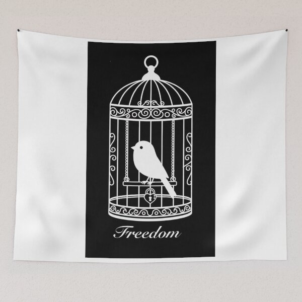 Item preview, Bird Cage Freedom Lock Trapped Monochrome Meaningful Vector  designed and sold by Littlemislabel.