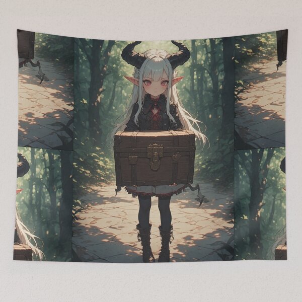 Item preview, Gothic girl holding a chest designed and sold by ArtsJulian.