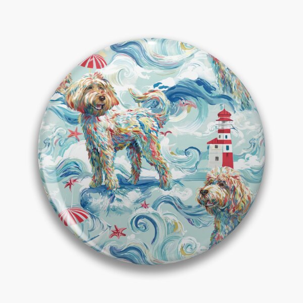 Item preview, Nautical Beach Toile de Jouy - Goldendoodle designed and sold by AstrologyOven.