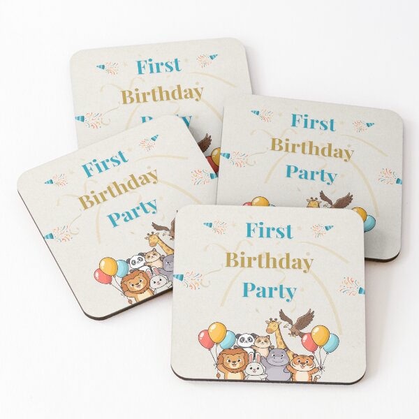 Item preview, First Birthday Party Cute Safari Animals & Balloons Design designed and sold by Elly for Design (Power of Creation).