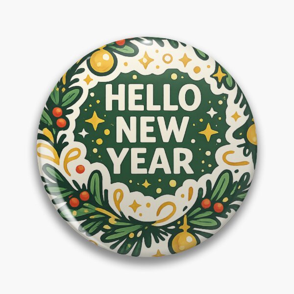 Item preview, Hello New Year Wreath Sticker designed and sold by ViralCollector.