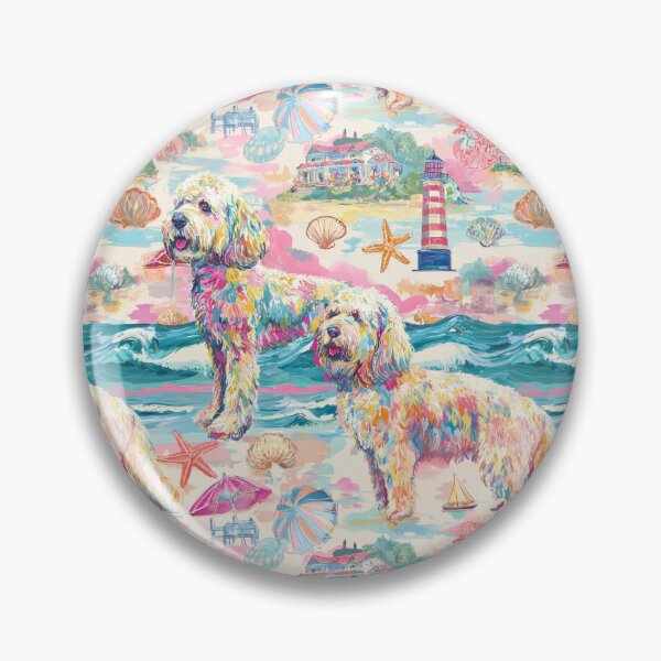 Item preview, Nautical Beach Toile de Jouy - Goldendoodle designed and sold by AstrologyOven.