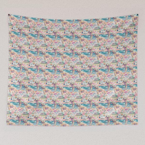 Item preview, Nautical Beach Toile de Jouy - Goldendoodle designed and sold by AstrologyOven.