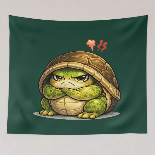 Item preview, Grumpy Turtle in a Shell – Cute Angry Reptile Character  designed and sold by Ivy-Triggs.