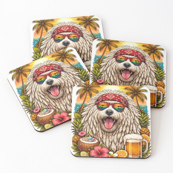 Item preview, Funny Tropical Komondor Dog Summer Beach Vacation & Beer designed and sold by QuietWallStudio.