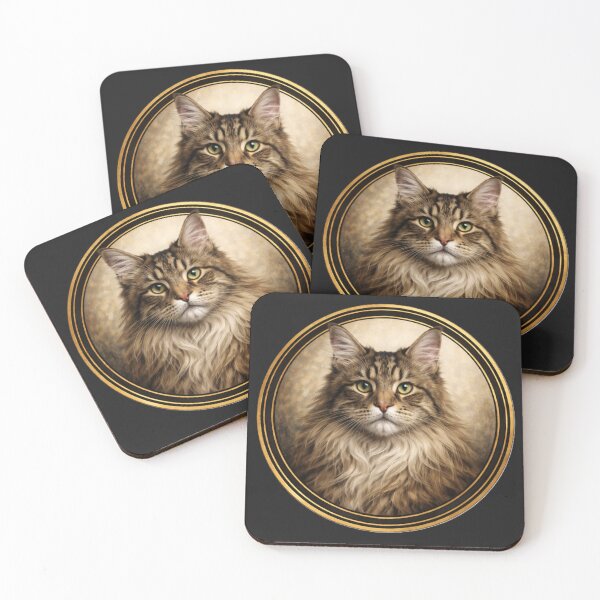 Item preview, Maine Coon Noble Gaze – Realistic Cat Circle Art designed and sold by TheJoyfulPen.