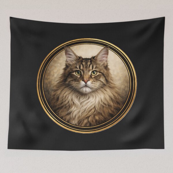 Item preview, Maine Coon Noble Gaze – Realistic Cat Circle Art designed and sold by TheJoyfulPen.