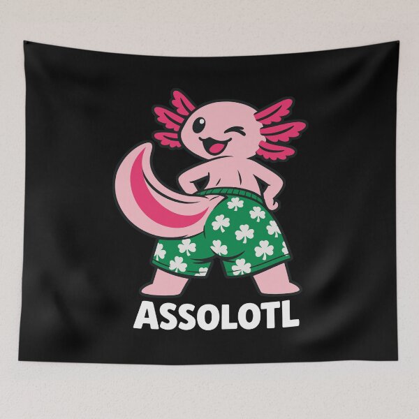 Item preview, Axolotl Winking — Retro Clover Shorts and Cheeky Mascot Design designed and sold by NaturEdeN.