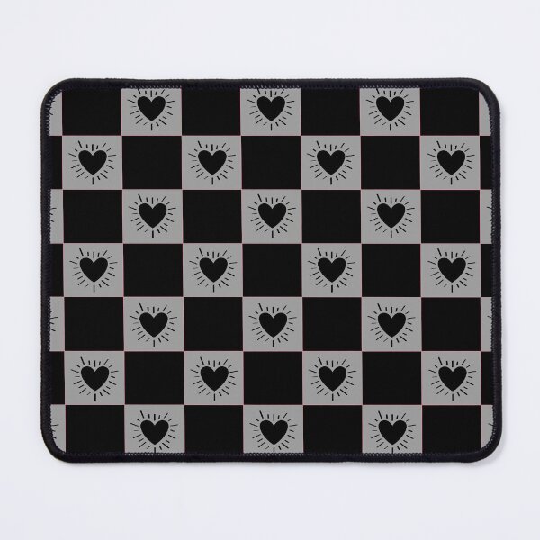 Item preview, Black&Gray Checkered Tile With Hearts Pattern designed and sold by CamilasPrints.