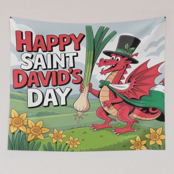 Item preview, Happy St David's Day Cute Red Welsh Dragon designed and sold by Midnight Veil Designs.