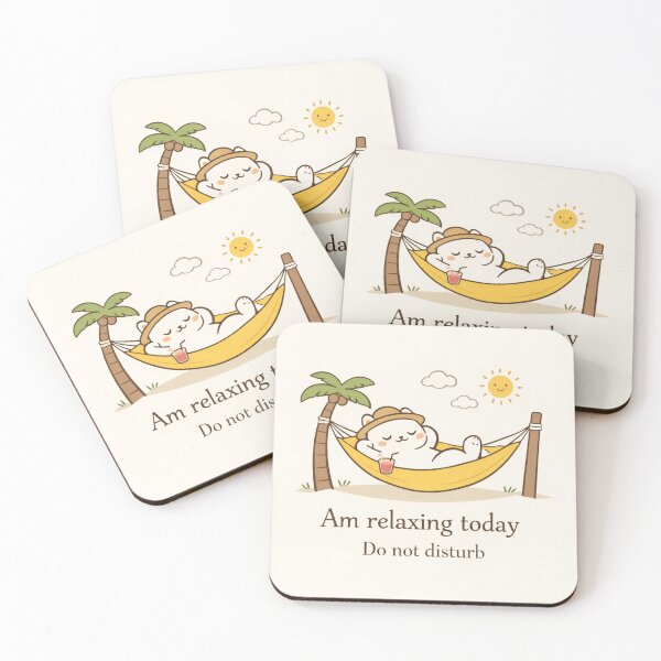 Item preview, Am Relaxing Today – Cute Minimalist Cat Cartoon with “Do Not Disturb” Quote | Chill Self-Care Aesthetic Design designed and sold by Fabrifrank.