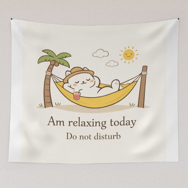 Item preview, Am Relaxing Today – Cute Minimalist Cat Cartoon with “Do Not Disturb” Quote | Chill Self-Care Aesthetic Design designed and sold by Fabrifrank.