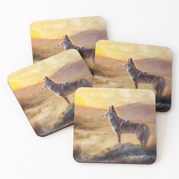 Item preview, Evening Watcher, a coyote in the Sonoran Desert designed and sold by Rowena Cherry Art.
