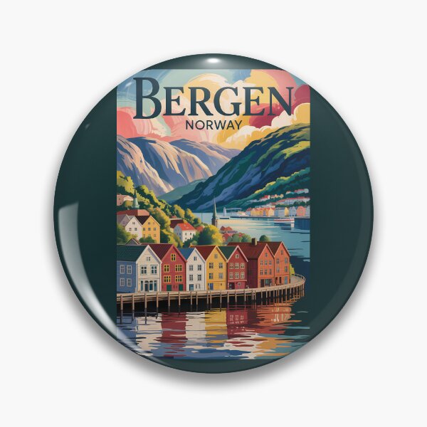 Item preview, Bergen Norway Illustration Travel Art Vintage designed and sold by KrisSidDesigns.