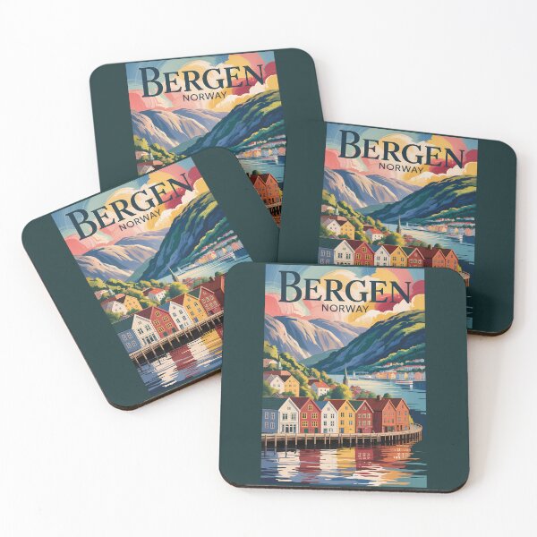 Item preview, Bergen Norway Illustration Travel Art Vintage designed and sold by KrisSidDesigns.
