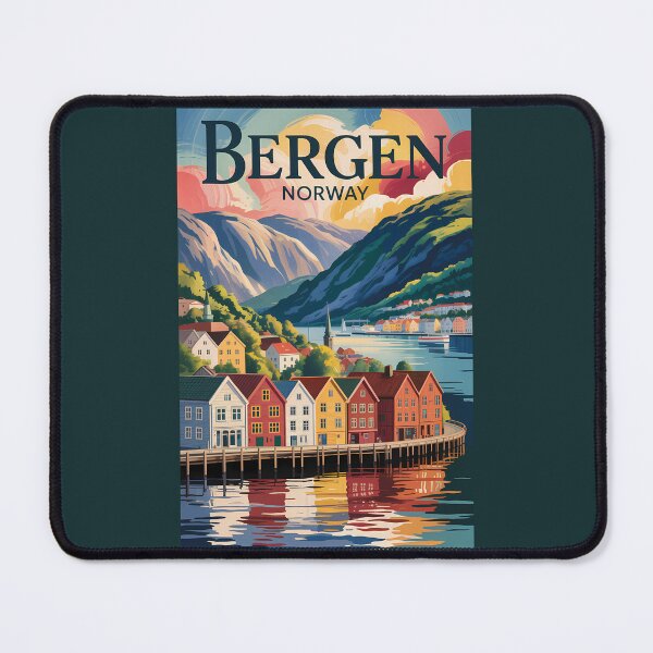Item preview, Bergen Norway Illustration Travel Art Vintage designed and sold by KrisSidDesigns.