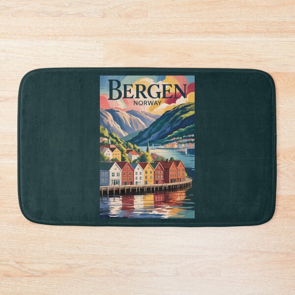 Item preview, Bergen Norway Illustration Travel Art Vintage designed and sold by KrisSidDesigns.