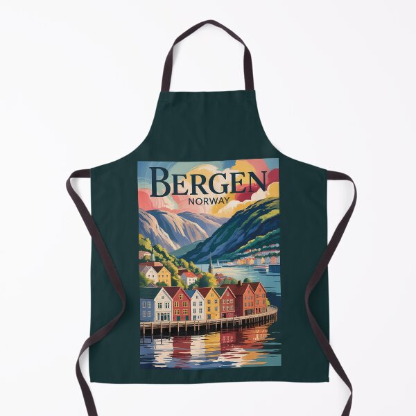 Item preview, Bergen Norway Illustration Travel Art Vintage designed and sold by KrisSidDesigns.