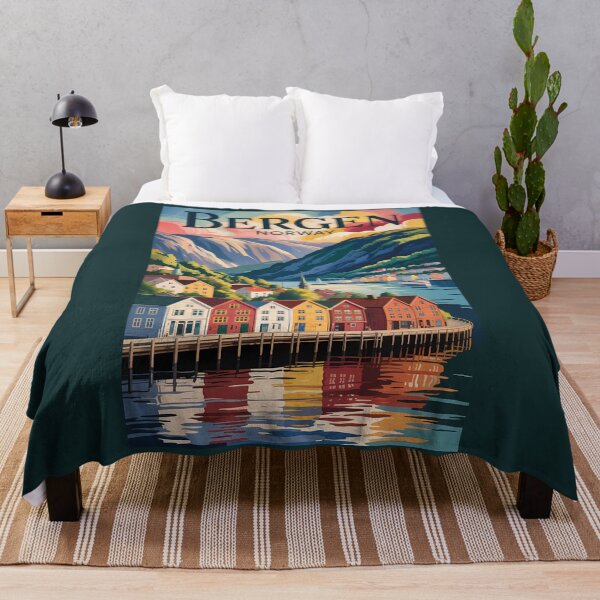 Item preview, Bergen Norway Illustration Travel Art Vintage designed and sold by KrisSidDesigns.