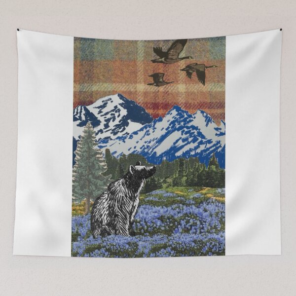 Item preview, Patchwork Landscape with Bear and Birds designed and sold by serenddy.