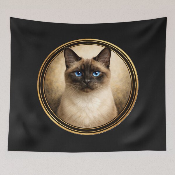 Item preview, Siamese Sapphire Focus – Realistic Cat Circle Art designed and sold by TheJoyfulPen.