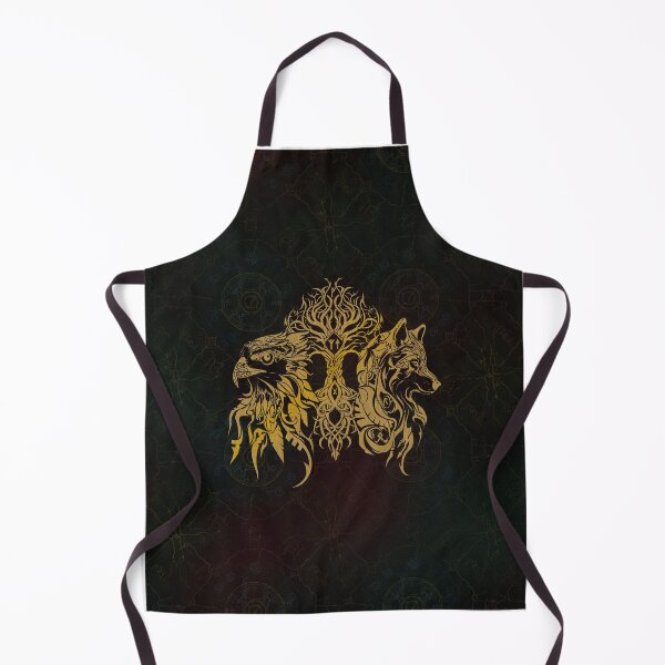Item preview, Golden Norse Totem: Eagle & Wolf Dark Academia Art designed and sold by VitalusDesignArtV.