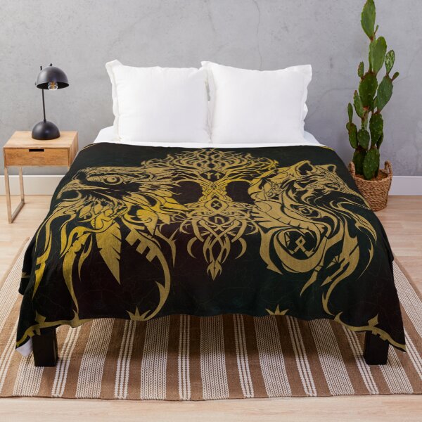 Item preview, Golden Norse Totem: Eagle & Wolf Dark Academia Art designed and sold by VitalusDesignArtV.