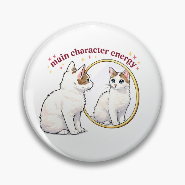 Item preview, White Cat Admiring His Reflection - Sparkly ‘Main Character Energy’ Design designed and sold by .onemoredesign..