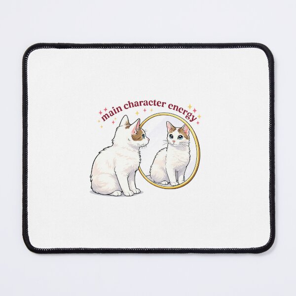 Item preview, White Cat Admiring His Reflection - Sparkly ‘Main Character Energy’ Design designed and sold by .onemoredesign..