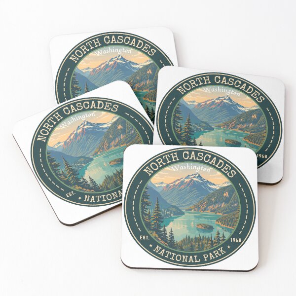 Item preview, North Cascades National Park in Washington, USA Vintage Travel Art Circle Emblem designed and sold by MaateoDesign.