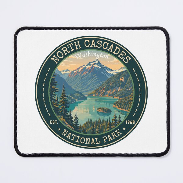 Item preview, North Cascades National Park in Washington, USA Vintage Travel Art Circle Emblem designed and sold by MaateoDesign.
