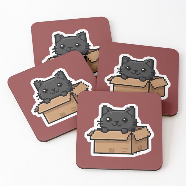 Item preview, Cute Kawaii Pixel Art Black Cat in a Box designed and sold by PixelAlchemyHQ.