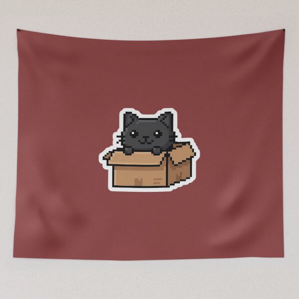 Item preview, Cute Kawaii Pixel Art Black Cat in a Box designed and sold by PixelAlchemyHQ.