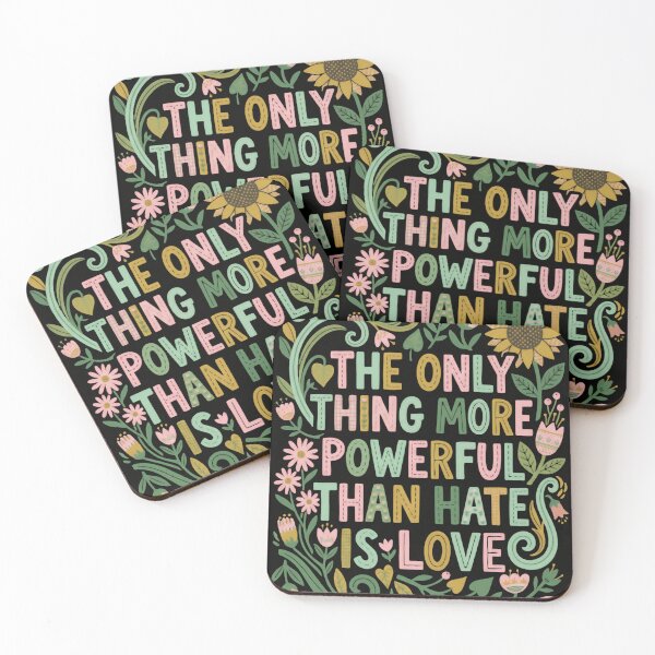 Item preview, The Only Thing More Powerful Than Hate Is Love Folk Art Floral designed and sold by SkeletonsDanger.