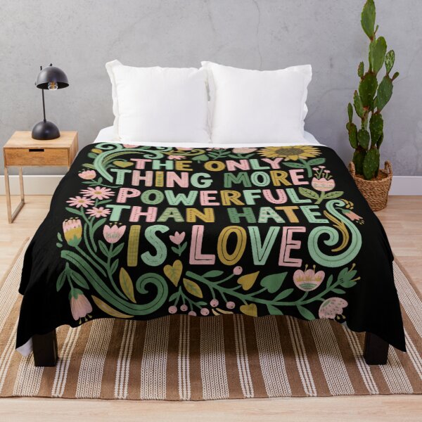Item preview, The Only Thing More Powerful Than Hate Is Love Folk Art Floral designed and sold by SkeletonsDanger.