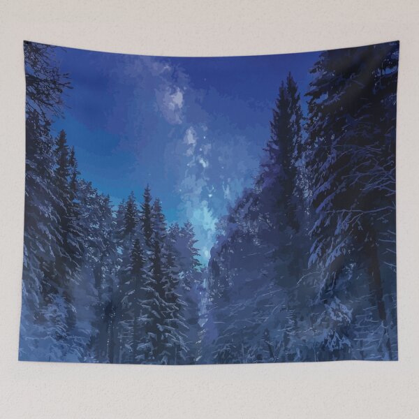 Item preview, Snowy Forest Under Starry Night Sky designed and sold by Arturo Daniel Garcia Palomo.