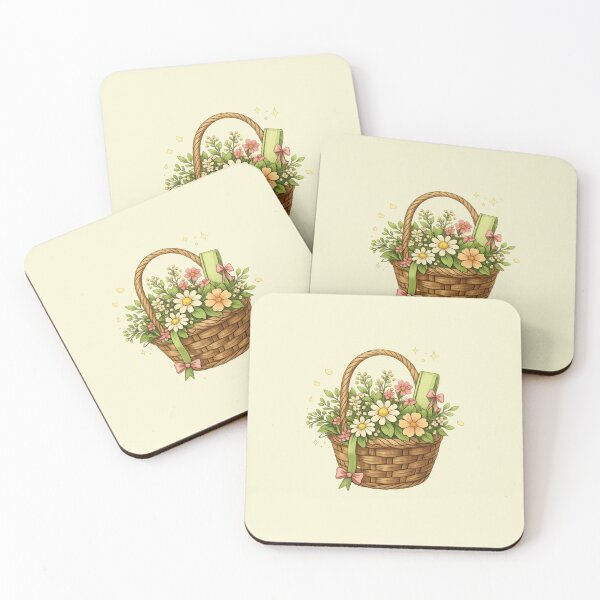 Item preview, Spring Cottagecore Flower Basket Sticker – Cozy Bookish Aesthetic Floral Basket designed and sold by SnugbugStudios.